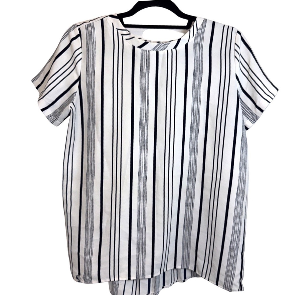LOFT Black‎ White Blouse Top Office Preppy Business Chic Workwear Chic Small